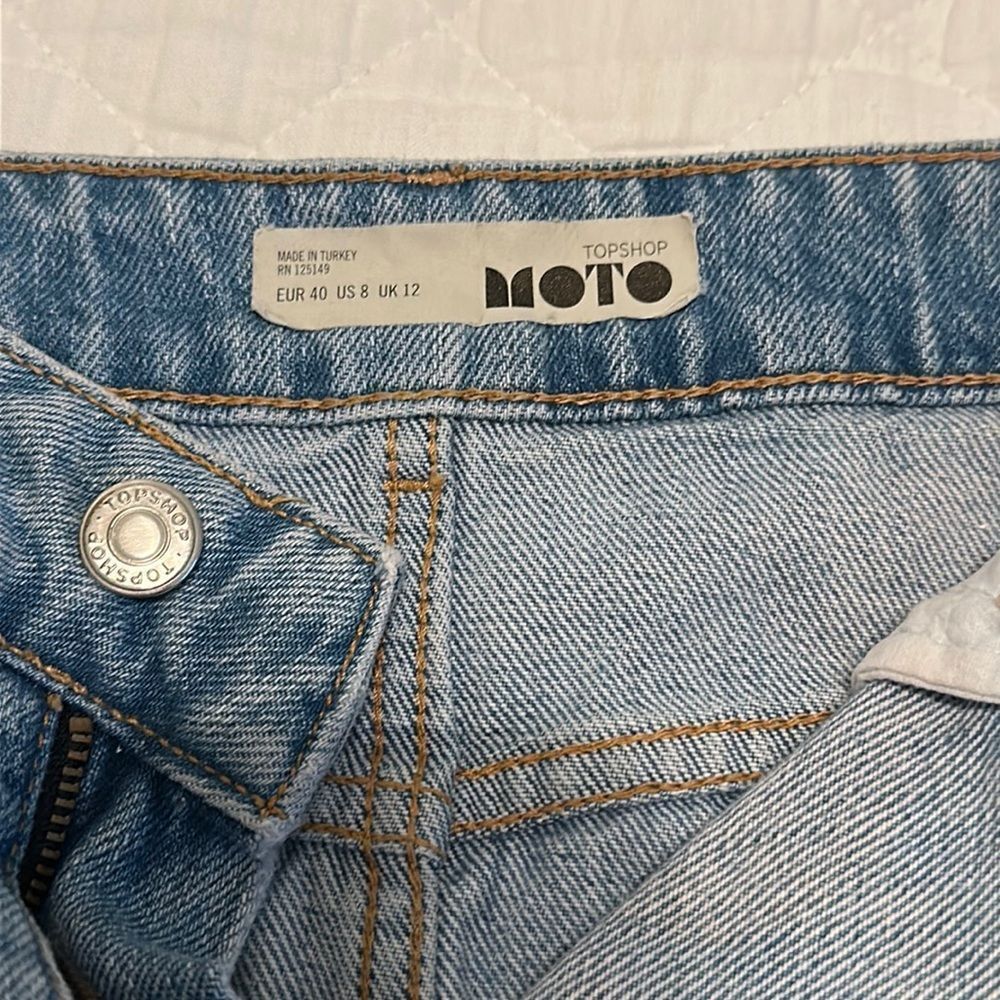 NWOT Topshop Moto Red White Blue & Sparkle Glitter Size Strip Skirt Size 8 - Picture 5 of 15
